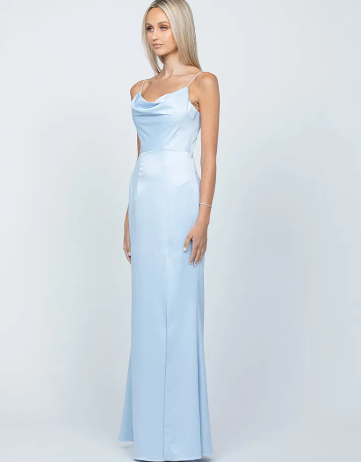 Maxi Dresses | All Dresses<Bariano LANA DRAPED COWL GOWN B54D11LCB SKY BLUE