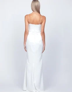 Maxi Dresses | All Dresses<Bariano LANA DRAPED COWL GOWN B54D11LCB WHITE