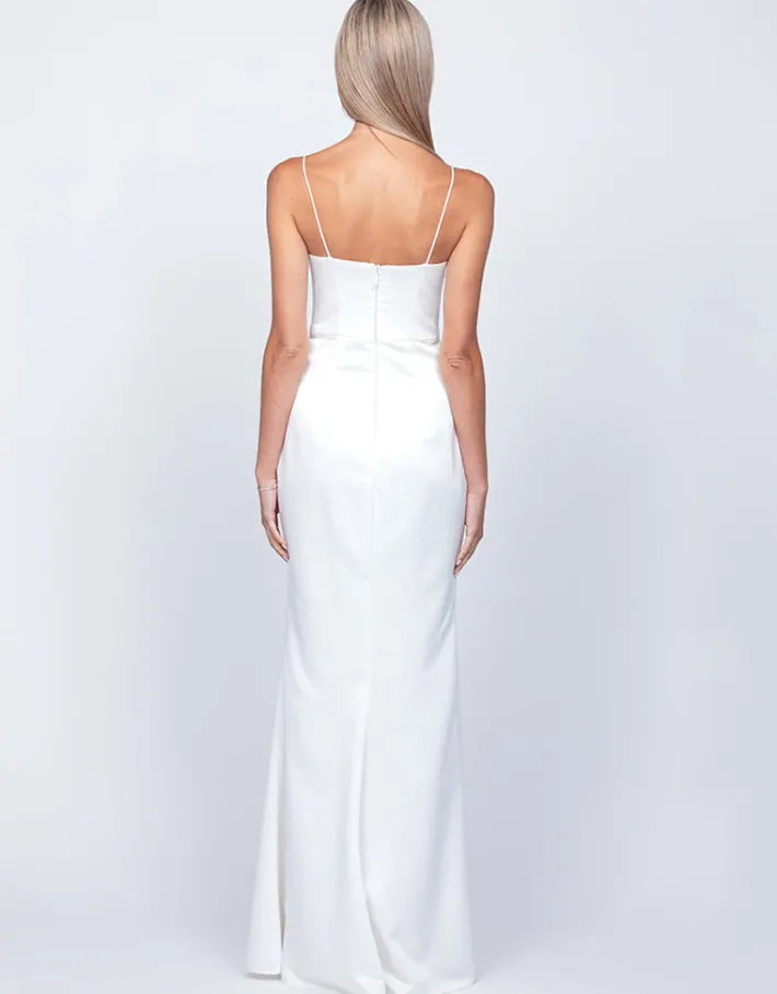 Maxi Dresses | All Dresses<Bariano LANA DRAPED COWL GOWN B54D11LCB WHITE
