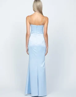 Maxi Dresses | All Dresses<Bariano LANA DRAPED COWL GOWN B54D11LCB SKY BLUE