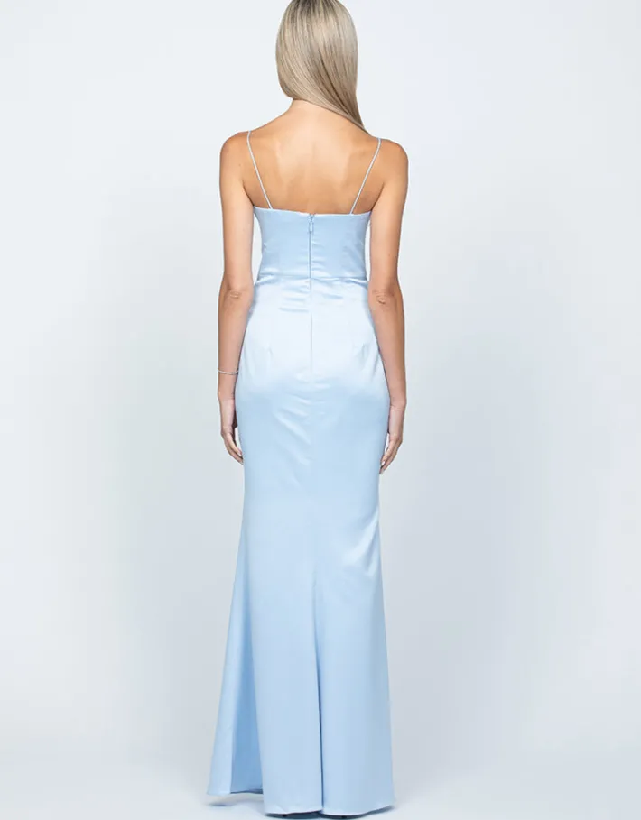 Maxi Dresses | All Dresses<Bariano LANA DRAPED COWL GOWN B54D11LCB SKY BLUE