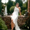Maxi Dresses<Bariano LATTICE ONE SHOULDER ROSETTE FRILL GOWN B68D28L WHITE