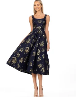 Midi Dresses | All Dresses<Bariano LEA A LINE MIDI B56D08S NAVY/GOLD