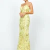 Formal / Prom Dresses<Bariano LILLIE STRAPPY SEQUIN GOWN B74D47L YELLOW