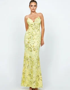 Formal / Prom Dresses<Bariano LILLIE STRAPPY SEQUIN GOWN B74D47L YELLOW