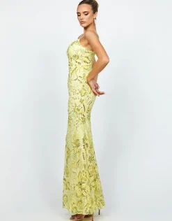 Formal / Prom Dresses<Bariano LILLIE STRAPPY SEQUIN GOWN B74D47L YELLOW