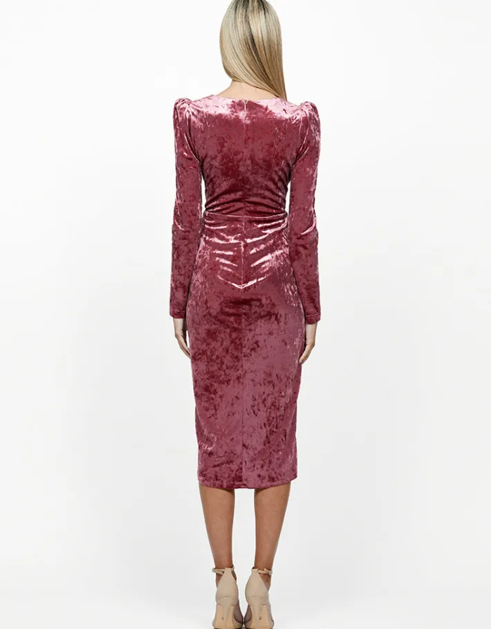 Midi Dresses<Bariano LINA LONG SLEEVE DRAPED MIDI BL59D17S