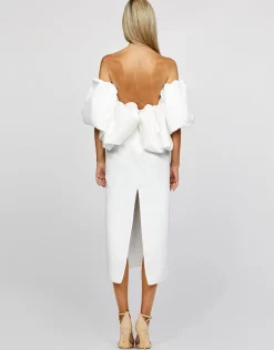 Midi Dresses | All Dresses<Bariano LIORA PUFF OFF SHOULDER MIDI B67D42S WHITE