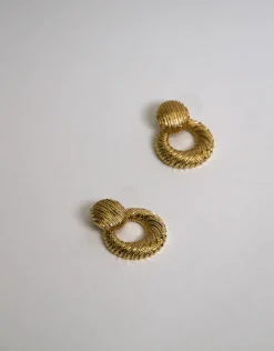 Jewellery<Bariano LLUVIA TEXTURED HOOP EARRINGS GOLD