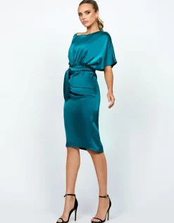 Midi Dresses<Bariano MARGRET OFF SHOULDER MIDI BL74D11S DEEP GREEN