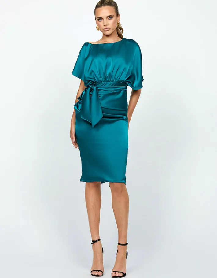 Midi Dresses<Bariano MARGRET OFF SHOULDER MIDI BL74D11S DEEP GREEN