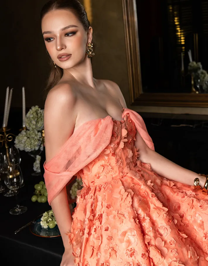 Mini Dresses | All Dresses<Bariano MARIA CORSET A LINE MINI B70D04S CORAL