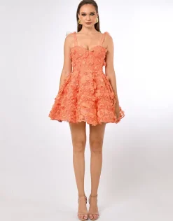 Mini Dresses | All Dresses<Bariano MARIA CORSET A LINE MINI B70D04S CORAL