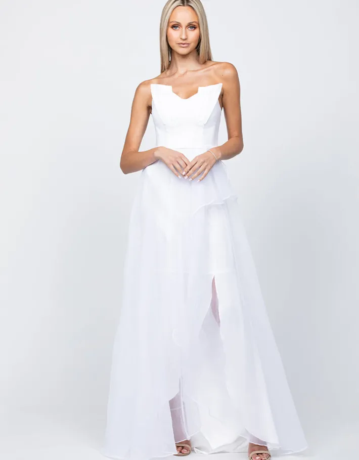 Gowns / Ballgowns<Bariano MEGAN ORIGAMI GOWN B53D24HL WHITE/SILVER