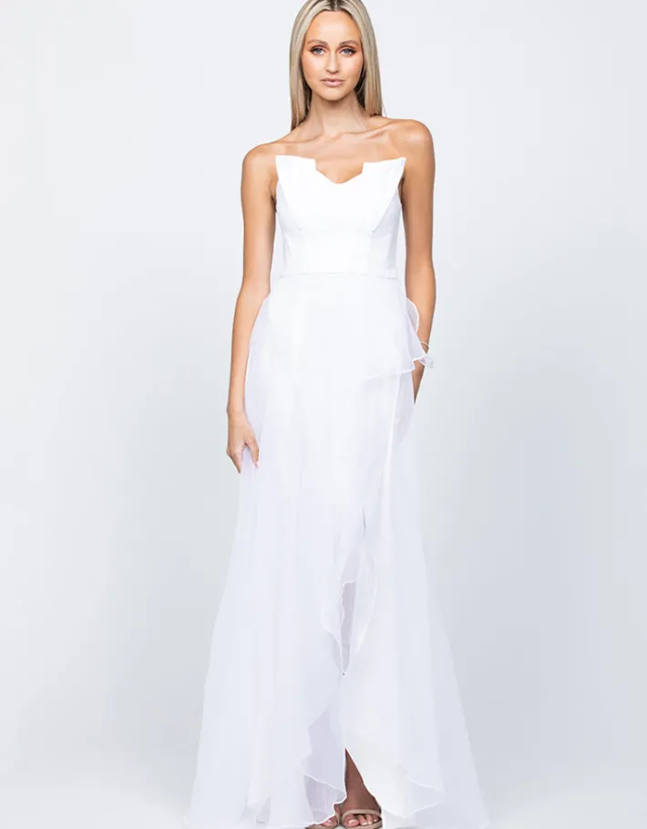 Gowns / Ballgowns<Bariano MEGAN ORIGAMI GOWN B53D24HL WHITE/SILVER