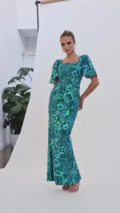 Formal / Prom Dresses | Maxi Dresses<Bariano MILENA SQUARE NECK GOWN B74D46L TEAL