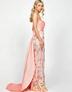 Formal / Prom Dresses | Maxi Dresses<Bariano MURPHY DRAPED SEQUIN GOWN B73D37L SILVER/PINK MULTI