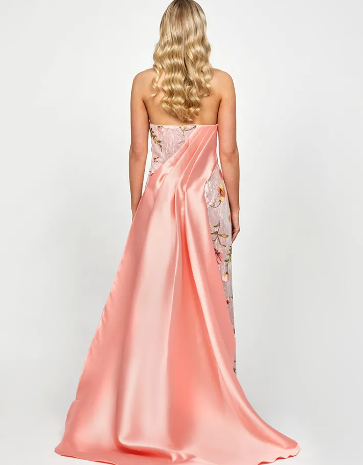 Formal / Prom Dresses | Maxi Dresses<Bariano MURPHY DRAPED SEQUIN GOWN B73D37L SILVER/PINK MULTI