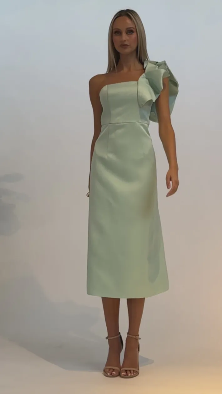 Formal / Prom Dresses | Midi Dresses<Bariano NASSAR FRILL SHOULDER MIDI BL71D52S SEAFOAM