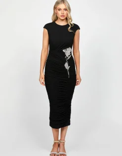 Formal / Prom Dresses | Midi Dresses<Bariano NELLIE HIGH NECK FITTED MIDI BL73D15S BLACK