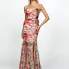Gowns / Ballgowns | All Dresses<Bariano NEVAEH GATHERED ORGANZA GOWN B69D14L FLORAL MULTI