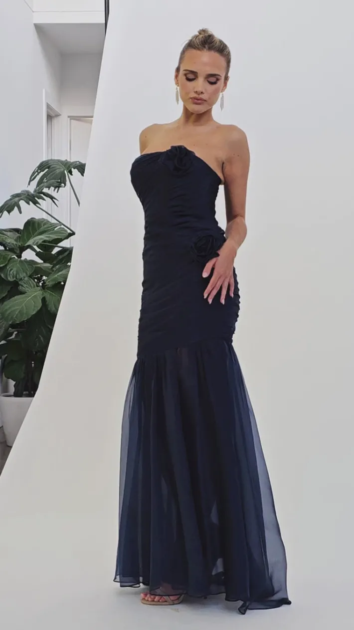 Gowns / Ballgowns | All Dresses<Bariano NEVAEH GATHERED ORGANZA GOWN B69D14L NAVY