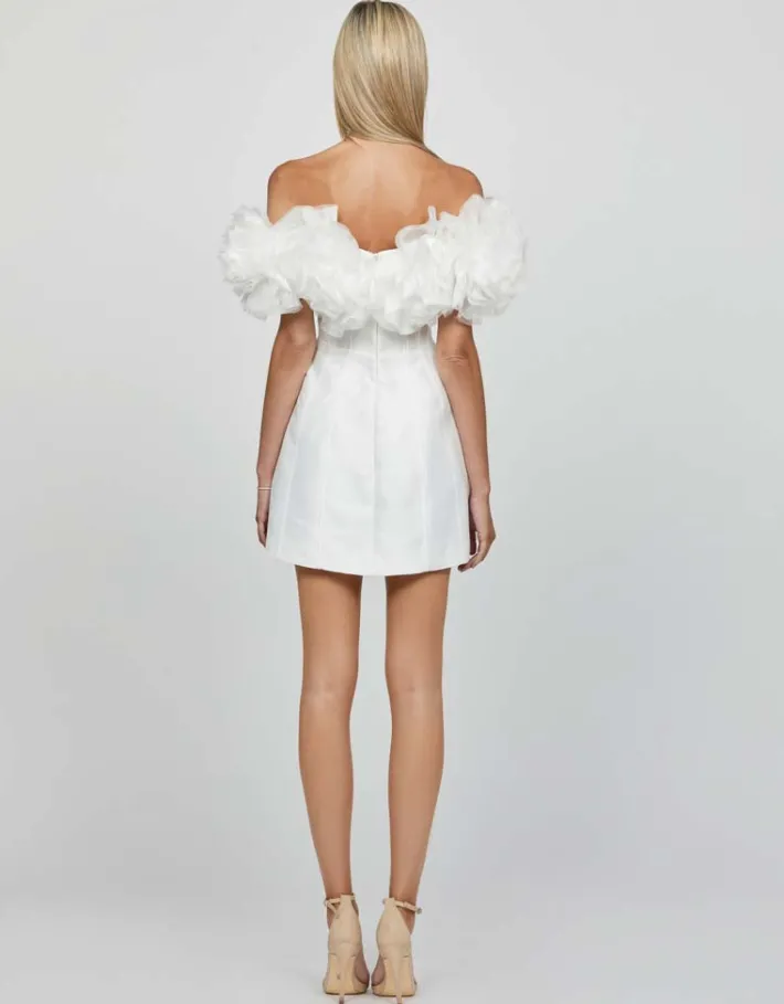 Mini Dresses | All Dresses<Bariano NIKKITA RUFFLE OFF SHOULDER MINI BL65D17S WHITE