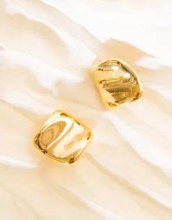 Jewellery<Bariano NOELLE SQUARE STUD EARRINGS GOLD