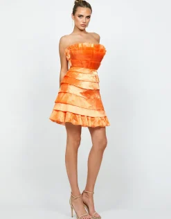 Mini Dresses | All Dresses<Bariano NYMA PLEATED FRILLS MINI DRESS BL68D67S APRICOT