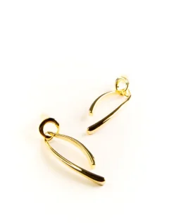 Jewellery<Bariano OLIVIA CURVED BRANCH EARRINGS GOLD