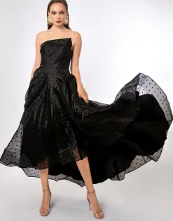 Formal / Prom Dresses | Gowns / Ballgowns<Bariano PEYTON STRAPLESS POLKA DOT BALL GOWN B70D29HL BLACK