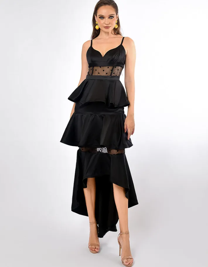 Formal / Prom Dresses | Gowns / Ballgowns<Bariano RAYNE POLKA DOT TIERED DRESS B70D30HL BLACK