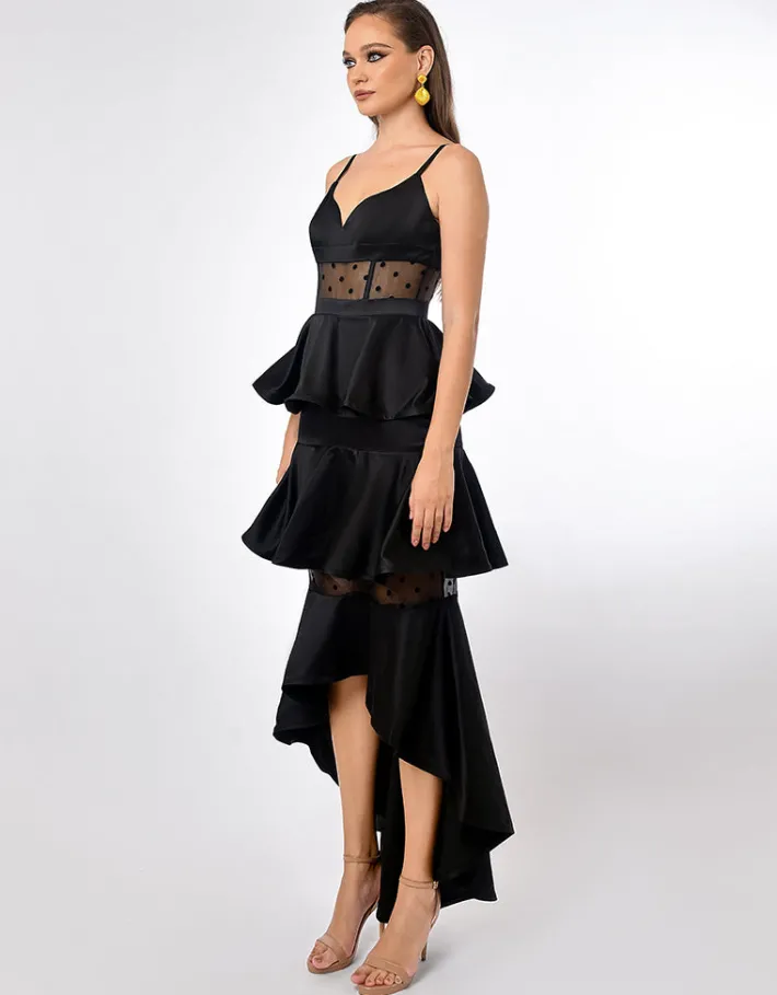 Formal / Prom Dresses | Gowns / Ballgowns<Bariano RAYNE POLKA DOT TIERED DRESS B70D30HL BLACK