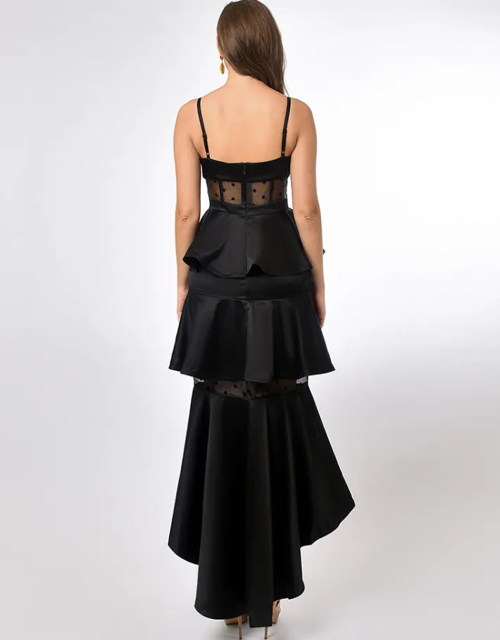 Formal / Prom Dresses | Gowns / Ballgowns<Bariano RAYNE POLKA DOT TIERED DRESS B70D30HL BLACK