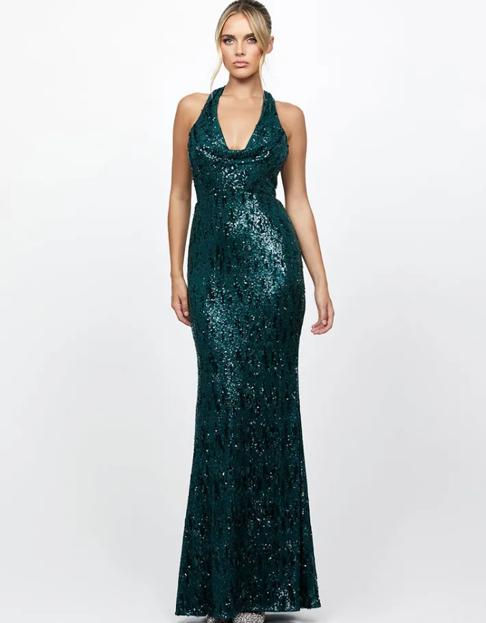 Formal / Prom Dresses | Maxi Dresses<Bariano REOMY SEQUIN COWL MAXI BL73D23L