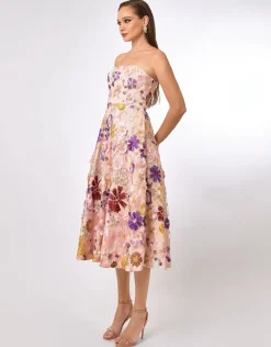 Midi Dresses<Bariano ROWAN STRAPLESS FLORAL MIDI BL70D01S FLORAL MULTI