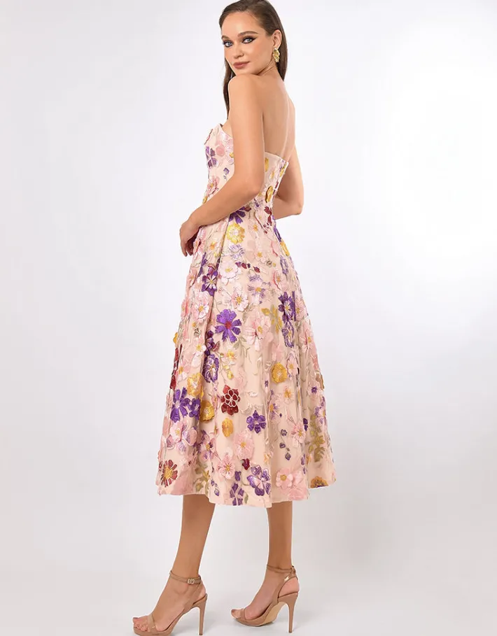 Midi Dresses<Bariano ROWAN STRAPLESS FLORAL MIDI BL70D01S FLORAL MULTI