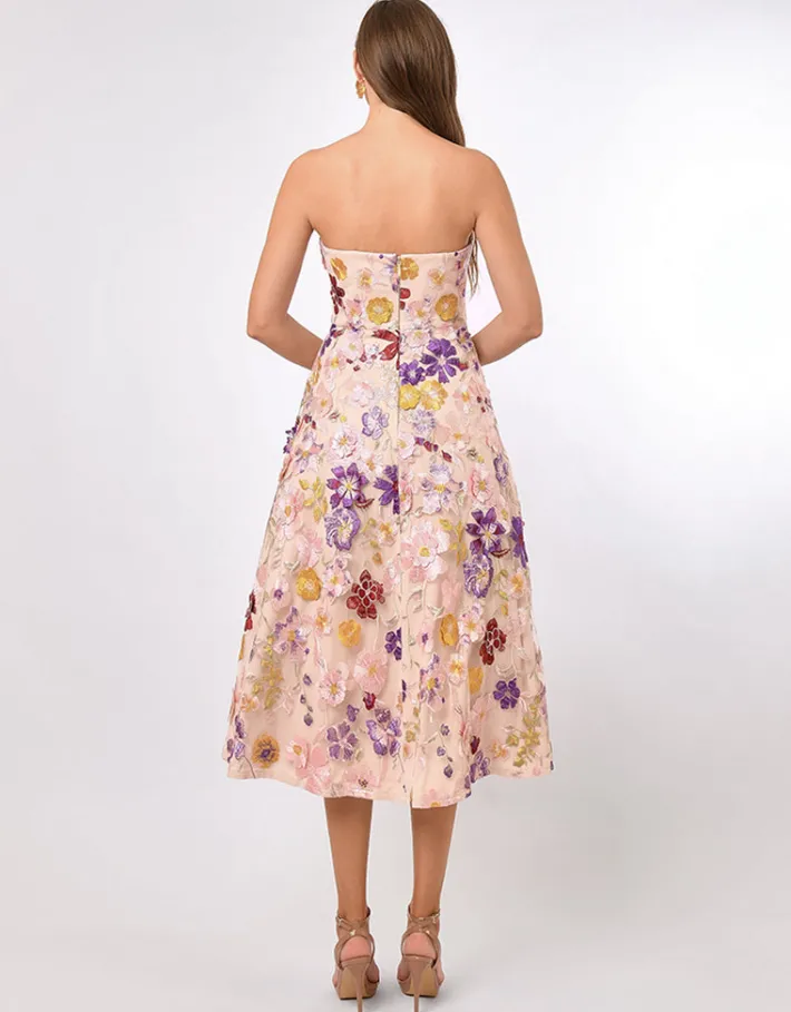 Midi Dresses<Bariano ROWAN STRAPLESS FLORAL MIDI BL70D01S FLORAL MULTI