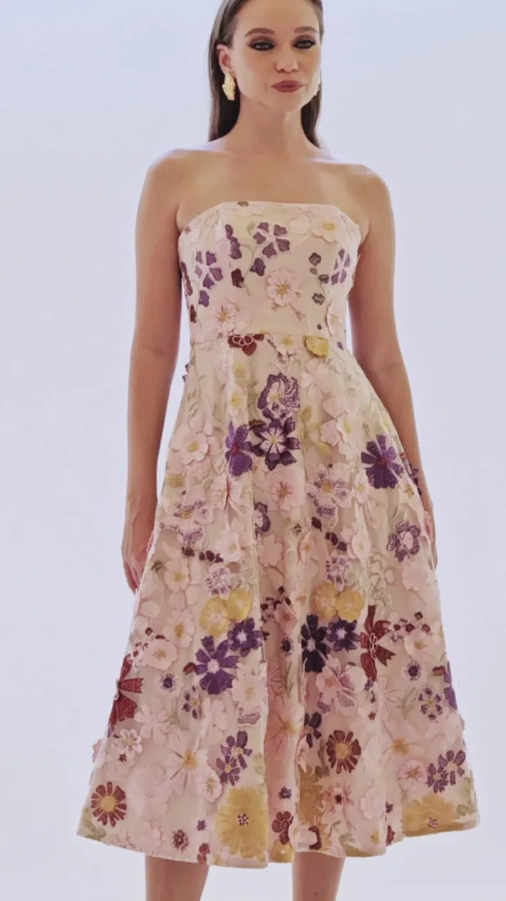 Midi Dresses<Bariano ROWAN STRAPLESS FLORAL MIDI BL70D01S FLORAL MULTI