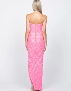 Maxi Dresses | All Dresses<Bariano ROWIE PLUNGE NECKLINE GOWN B60D10L FLURO PINK