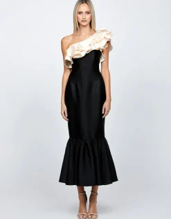Formal / Prom Dresses | Maxi Dresses<Bariano RYLAI ONE SHOULDER FISHTAIL MIDAXI B71D59S BLACK/NUDE