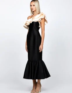 Formal / Prom Dresses | Maxi Dresses<Bariano RYLAI ONE SHOULDER FISHTAIL MIDAXI B71D59S BLACK/NUDE