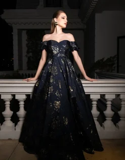 Formal / Prom Dresses | Gowns / Ballgowns<Bariano SANDY SWEETHEART OFF SHOULDER GOWN B56D07L NAVY/GOLD