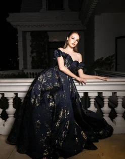 Formal / Prom Dresses | Gowns / Ballgowns<Bariano SANDY SWEETHEART OFF SHOULDER GOWN B56D07L NAVY/GOLD
