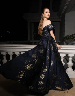 Formal / Prom Dresses | Gowns / Ballgowns<Bariano SANDY SWEETHEART OFF SHOULDER GOWN B56D07L NAVY/GOLD