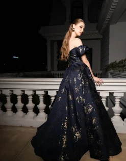 Formal / Prom Dresses | Gowns / Ballgowns<Bariano SANDY SWEETHEART OFF SHOULDER GOWN B56D07L NAVY/GOLD
