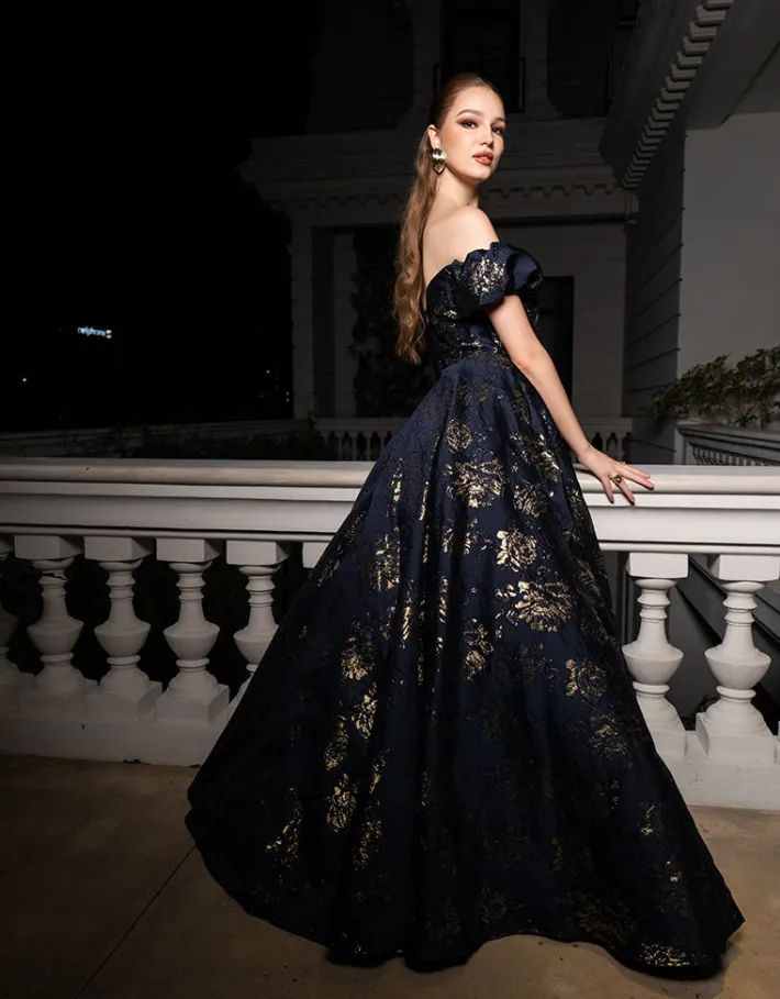 Formal / Prom Dresses | Gowns / Ballgowns<Bariano SANDY SWEETHEART OFF SHOULDER GOWN B56D07L NAVY/GOLD