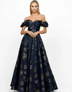 Formal / Prom Dresses | Gowns / Ballgowns<Bariano SANDY SWEETHEART OFF SHOULDER GOWN B56D07L NAVY/GOLD