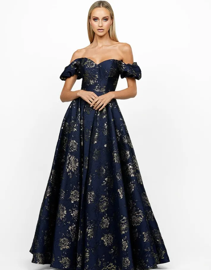 Formal / Prom Dresses | Gowns / Ballgowns<Bariano SANDY SWEETHEART OFF SHOULDER GOWN B56D07L NAVY/GOLD