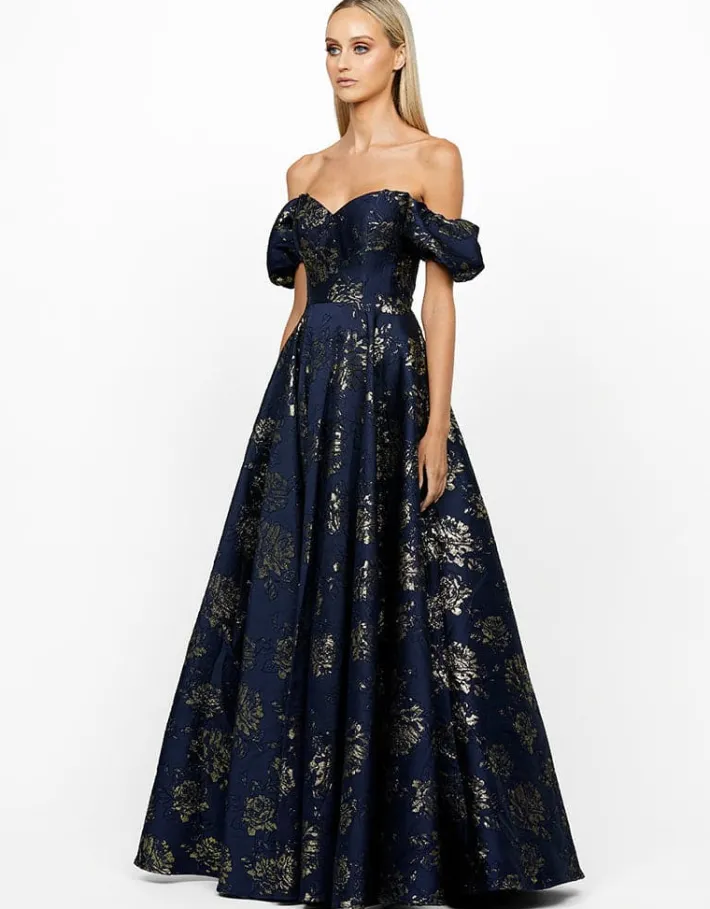 Formal / Prom Dresses | Gowns / Ballgowns<Bariano SANDY SWEETHEART OFF SHOULDER GOWN B56D07L NAVY/GOLD